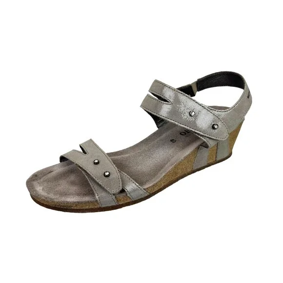 Mephisto Air Relax Wedge Sport Sandals  Womens 40 / 9.5  Beige w Rhinestones - Picture 10 of 11